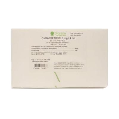 [78000061001878] CENABAST ONDANSETRON 8 MG/4 ML INYECTABLE BIOSANO X 5 UNID (GENER)***