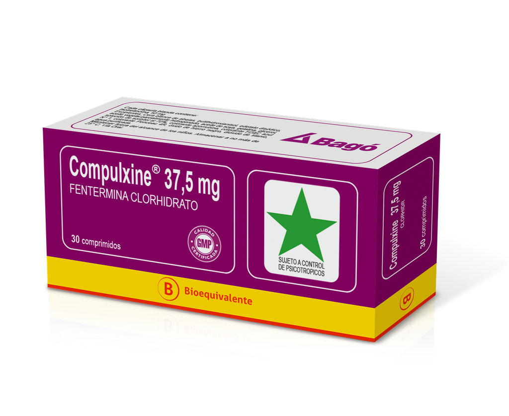 COMPULXINE 37,5 MG X 30 COMP (FENTERMINA)(RCH)(PSICO) | Farmazon ...