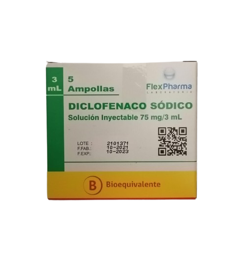 [7804659960011] DICLOFENACO INYECT 75 MG /3 ML FLEXPHARMA X 5 AMPOLLAS (GENER) (PTM)