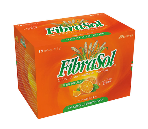 [900645] FIBRASOL POLVO NARANJA 5 GR X 18 SOBRES (PSYLLIUM)