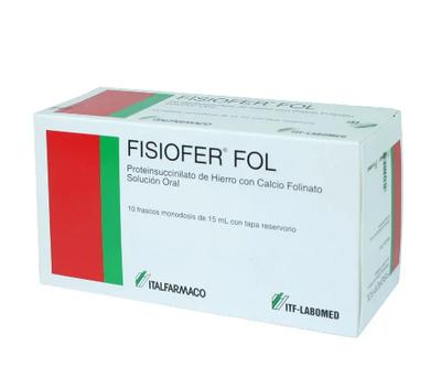 [904778] FISIOFER-FOL SOLUCION 800/0.2/15 ML MONODOSIS X 10 FRASCOS (HIERRO/FOLINATO)