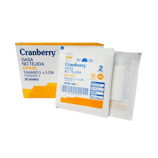 [9990041] GASA PACK NO TEJIDA    5.0 X 5.0 CMS X 5 SOBRES DE 2 UNID(FRAXI)