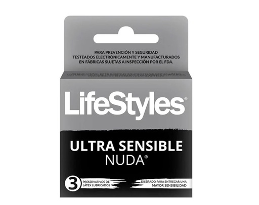 [900217] LIFESTYLES PRESERVATIVOS NUDA ULTRA SENSIBLE X   3 UNID