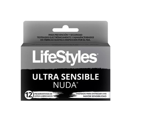 [902465] LIFESTYLES PRESERVATIVOS NUDA ULTRA SENSIBLE X 12 UNID