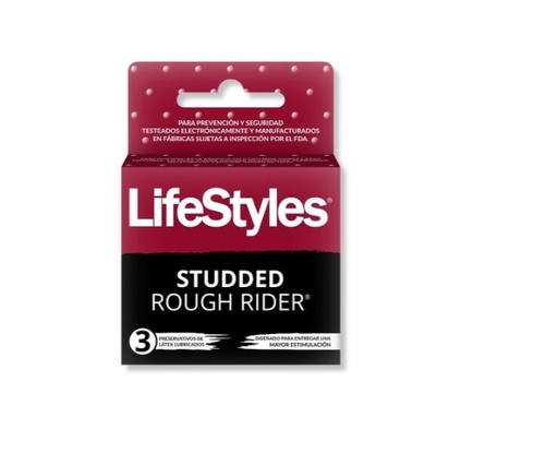 [900218] LIFESTYLES PRESERVATIVOS ROUGH RIDER STUDDED X  3 UNID