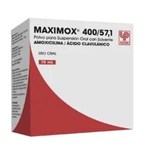 [1565279163600] MAXIMOX 400/ 57,1 JARABE POLVO C/SOLV X 70 ML (AMOXICILINA/CLAVULANICO)