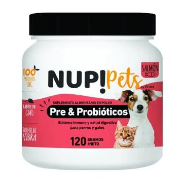 [7804675560059] NUP! PETS PRE & PROBIOTICOS SABOR SALMON X 120 GRS (VET)