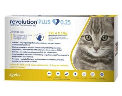 [1609947303900] REVOLUTION PLUS GATOS 0,25 PIPETA (1,25-2,5 KG) (VET)