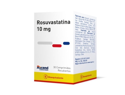 [7804650882633] ROSUVASTATINA 10 MG ASCEND X 30 COMP (GENER)