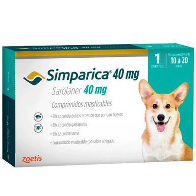 [1604502900978] SIMPARICA  40 MG 10.1-20 KG X 1 COMP (SAROLANER) (VET)