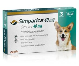 [1619037543701] SIMPARICA  40 MG 10.1-20 KG X 3 COMP (SAROLANER) (VET)