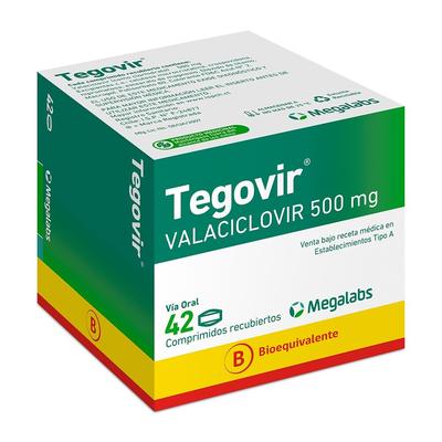 [7800059005925] TEGOVIR 500 MG X 42 COMP (VALACICLOVIR) (PTM)