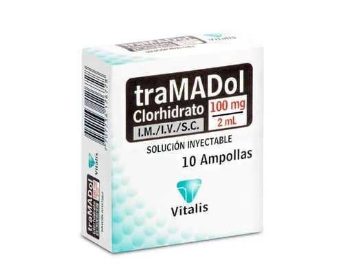 [7707236124571] TRAMADOL 100 MG/2 ML SOL INYECTABLE VITALIS X 10 AMPOLLAS