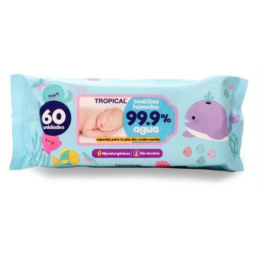 [6972699760289] TROPICAL TOALLITAS HUMEDAS 99.9% AGUA X 60 UNID