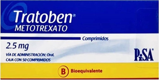 CENABAST METOTREXATO (TRATOBEN) 2,5 MG X 50 COMP (PTM) (GENER)-OFERTA POR PRONTO VENCE-