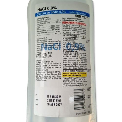 CLORURO DE SODIO 0.9 % X  500 ML