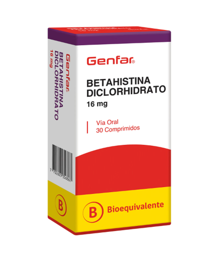 BETAHISTINA 16 MG X 30 COMP GENFAR